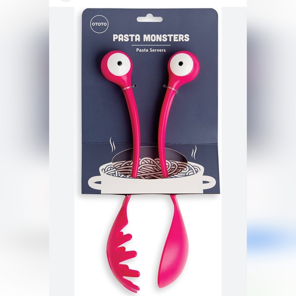 OTOTO Spaghetti Pasta Server Monster Eyes Kitchen Pasta Alien Pink
